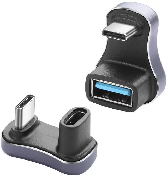 Main image of Vszerda 2Pack U Shape USB C Adapter USB 3.1/3.2 180 Degree 140W Data 10/20Gbps Charge Connector for Laptops/Phone/Tablet(USB A to C+USB C to C)