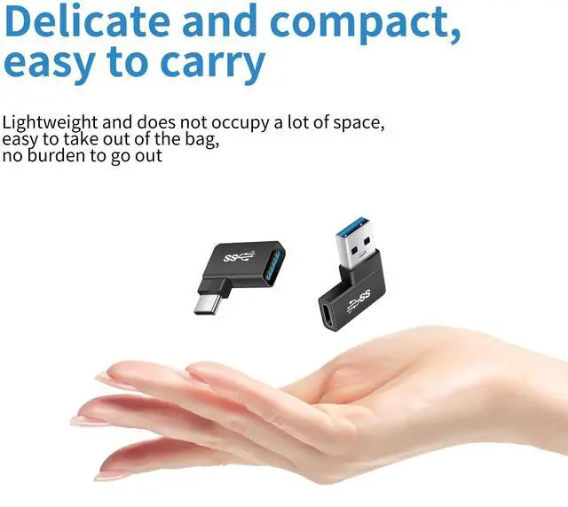 Alt view image 6 of 7 - Vszerda Right Angle USB C to USB Adapter(2 Pack), 90 Degree USB A 3.0/10Gbps Male Adapter to Type C Female Connector Data OTG Converter for Laptop Tablet Phone Power Banks