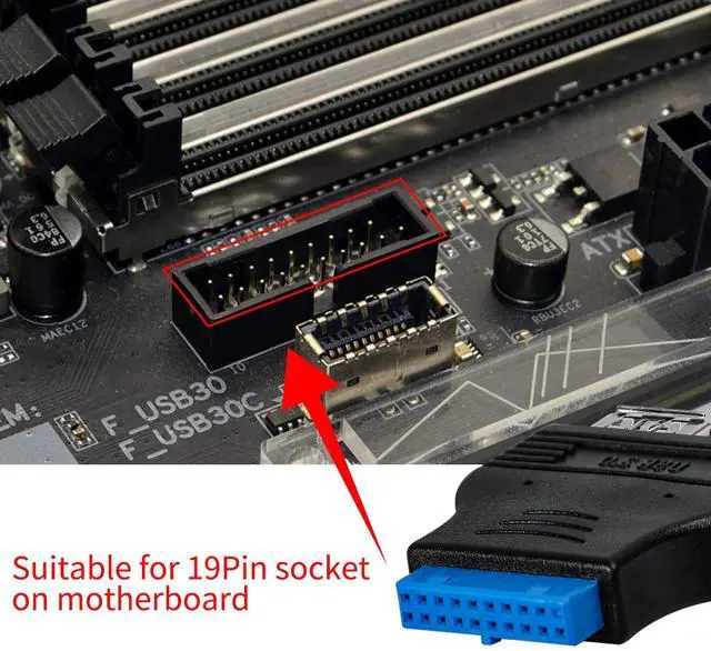 Alt view image 6 of 6 - Vszerda 19Pin to USB3.0 A Adapter, Dual USB 3.0 A Female Ports Motherboard Flat Adapter, 2-Pack