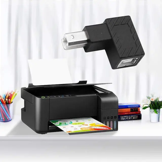 Alt view image 5 of 5 - Vszerda USB 2.0 Type-B Printer Adapter, 2Pack 90 Degrees USB 2.0 B Male to Type-B Female Adapter for Printer, Scanner, Mobile HDD and More