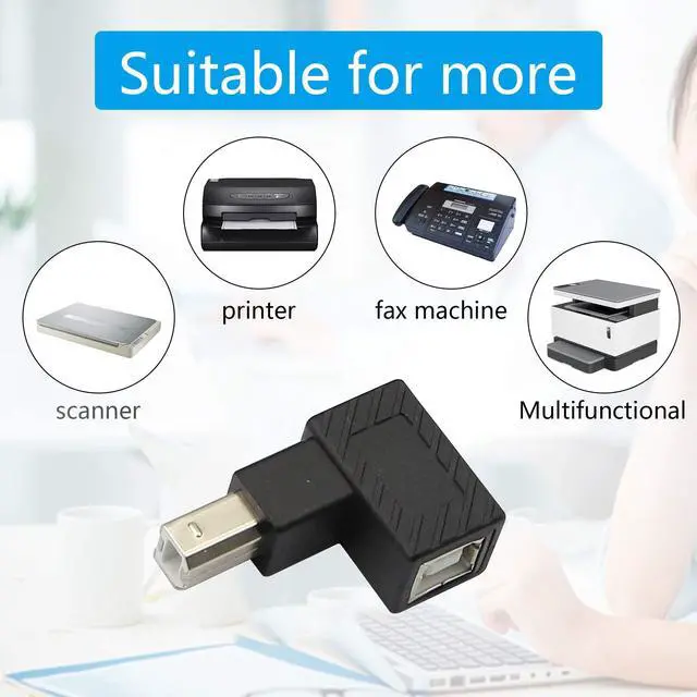 Alt view image 2 of 5 - Vszerda USB 2.0 Type-B Printer Adapter, 2Pack 90 Degrees USB 2.0 B Male to Type-B Female Adapter for Printer, Scanner, Mobile HDD and More