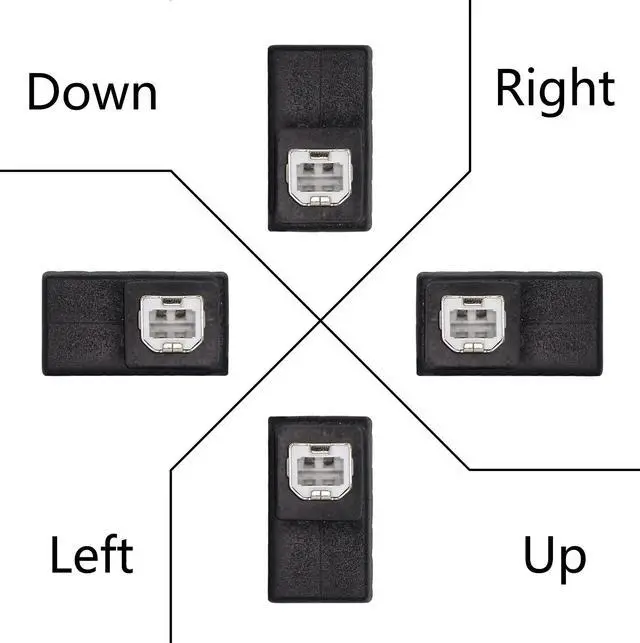 Alt view image 4 of 6 - Vszerda USB 2.0 Type-B Printer Adapter, 2 Pack 90 Degrees USB 2.0 B Male to Type-B Female Printer Adapter for Printer, Scanner, Mobile HDD and MoreLeft Angle