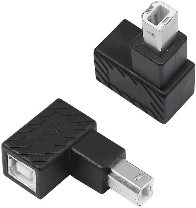 Main image of Vszerda USB 2.0 Type-B Printer Adapter, 2 Pack 90 Degrees USB 2.0 B Male to Type-B Female Printer Adapter for Printer, Scanner, Mobile HDD and MoreUp Angle