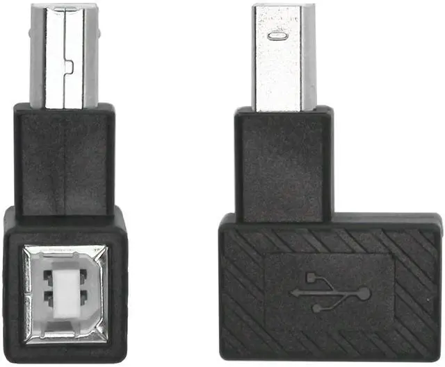 Alt view image 2 of 6 - Vszerda USB 2.0 Type-B Printer Adapter, 2 Pack 90 Degrees USB 2.0 B Male to Type-B Female Printer Adapter for Printer, Scanner, Mobile HDD and MoreUp Angle