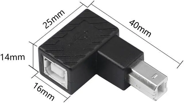 Alt view image 3 of 6 - Vszerda USB 2.0 Type-B Printer Adapter, 2 Pack 90 Degrees USB 2.0 B Male to Type-B Female Printer Adapter for Printer, Scanner, Mobile HDD and MoreUp Angle