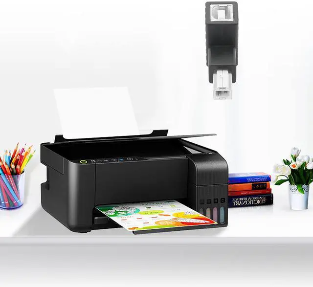 Alt view image 6 of 6 - Vszerda USB 2.0 Type-B Printer Adapter, 2 Pack 90 Degrees USB 2.0 B Male to Type-B Female Printer Adapter for Printer, Scanner, Mobile HDD and MoreUp Angle