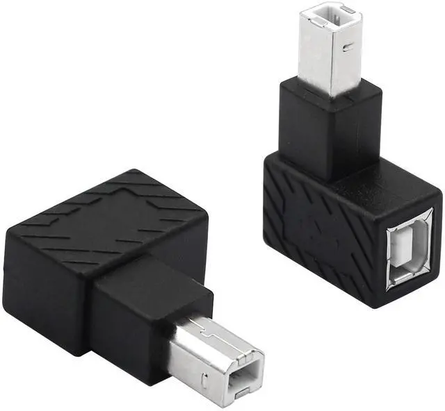 Main image of Vszerda USB 2.0 Type-B Printer Adapter, 2 Pack 90 Degrees USB 2.0 B Male to Type-B Female Printer Adapter for Printer, Scanner, Mobile HDD and MoreLeft Angle