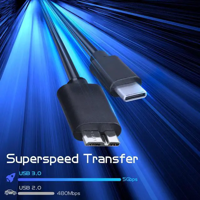 Alt view image 4 of 7 - Vszerda Micro B to USB C Hard Drive Cable 3FT/1M USB Type C to Micro B External Hard Drive Fast Charge Sync Cable