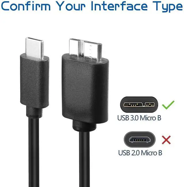 Alt view image 6 of 7 - Vszerda Micro B to USB C Hard Drive Cable 3FT/1M USB Type C to Micro B External Hard Drive Fast Charge Sync Cable
