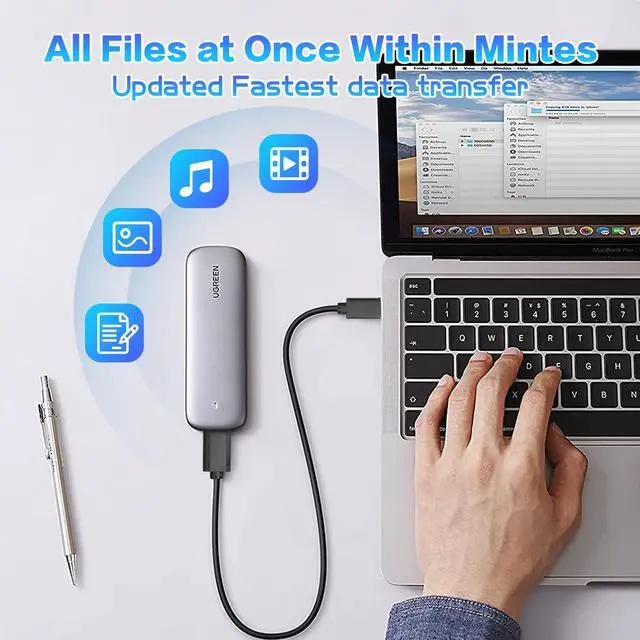 Alt view image 2 of 7 - Vszerda Micro B to USB C Hard Drive Cable 3FT/1M USB Type C to Micro B External Hard Drive Fast Charge Sync Cable