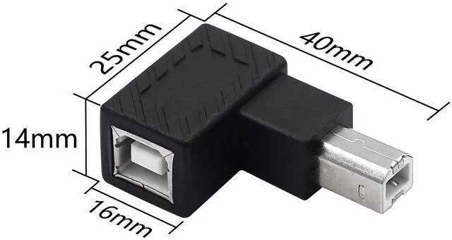 Alt view image 3 of 6 - Vszerda USB 2.0 Type-B Male to Female Printer Adapter, 2 Pack, 90 Degree, 480 Mbps, Plug & Play, Compatible with PC, USB 2.0, Right Angle