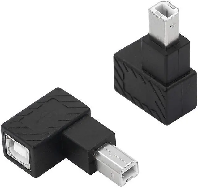 Main image of Vszerda USB 2.0 Type-B Male to Female Printer Adapter, 2 Pack, 90 Degree, 480 Mbps, Plug & Play, Compatible with PC, USB 2.0, Right Angle