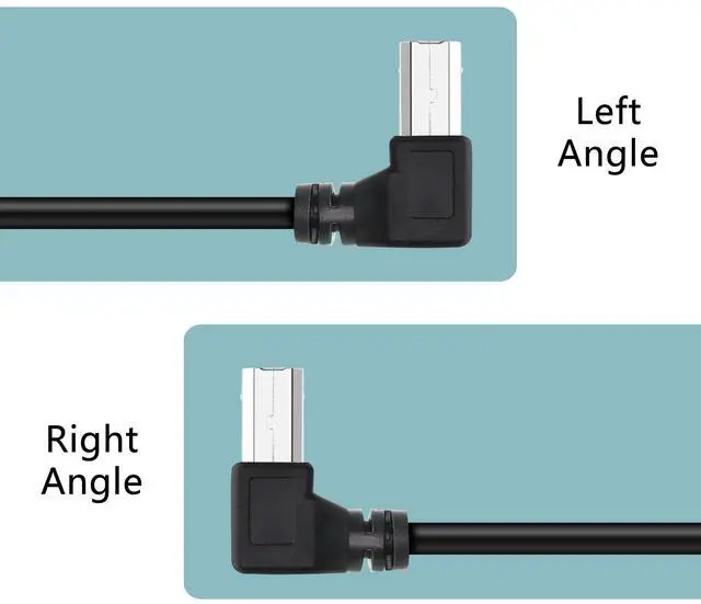 Alt view image 7 of 7 - Vszerda USB Printer Cable 90 Degree USB 2.0 A Male to B Male Printer Scanner USB B Cable Cord with 480Mbps High Speed Printing, 1.5M(Left Angle)