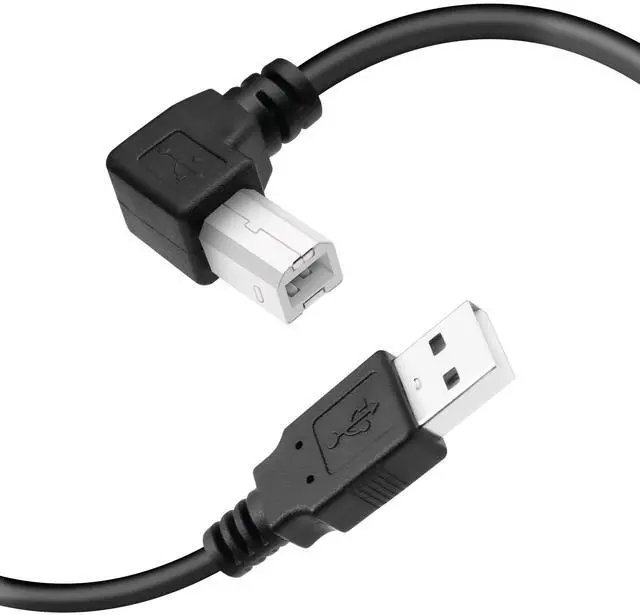 Main image of Vszerda USB Printer Cable 90 Degree USB 2.0 A Male to B Male Printer Scanner USB B Cable Cord with 480Mbps High Speed Printing, 1.5M(Left Angle)