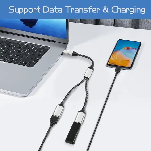 Alt view image 2 of 6 - Vszerda USB-C OTG Splitter Y Cable 20CM USB 3.0 Type C Male to Dual USB A Female Multiport Split Converter Multiple Hub for Car,Laptop,PC and More (1 to 2)