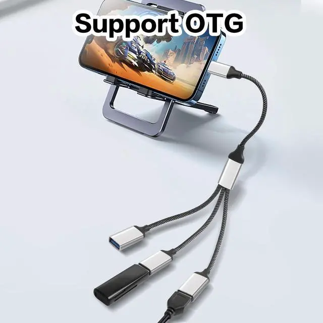 Alt view image 4 of 6 - Vszerda USB-C OTG Splitter Y Cable 20CM USB 3.0 Type C Male to Dual USB A Female Multiport Split Converter Multiple Hub for Car,Laptop,PC and More (1 to 3)