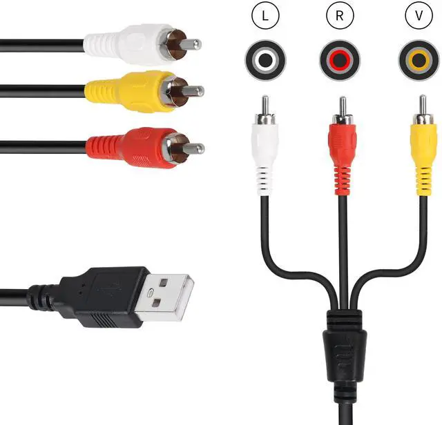 Alt view image 3 of 6 - Vszerda USB to 3RCA Cable 5 Feet/1.5M USB Male to 3 RCA Male Jack Splitter Audio Video AV Composite Adapter Cable for Vizio tv & Video