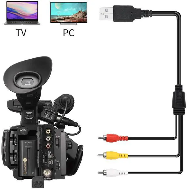 Alt view image 5 of 6 - Vszerda USB to 3RCA Cable 5 Feet/1.5M USB Male to 3 RCA Male Jack Splitter Audio Video AV Composite Adapter Cable for Vizio tv & Video