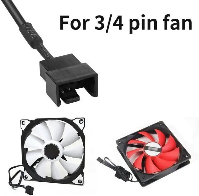 Alt view image 4 of 7 - Vszerda PWM 12V USB Fan Step-Up Connector Cable 2Pack Full Speed 12V Step-Up USB to 3Pin/4Pin PC Fan Sleeved Power Adapter Cable
