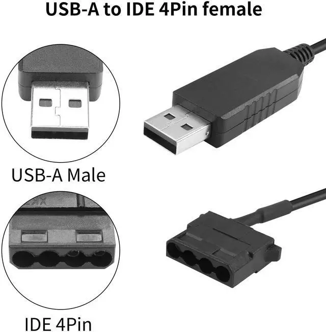 Alt view image 4 of 7 - Vszerda 12V USB to Molex Fan Step-Up Cable 2 Pack USB Port to 12V Molex Computer PC Fan Adaptor Connector Power Supply Cable(11.8"/30cm)