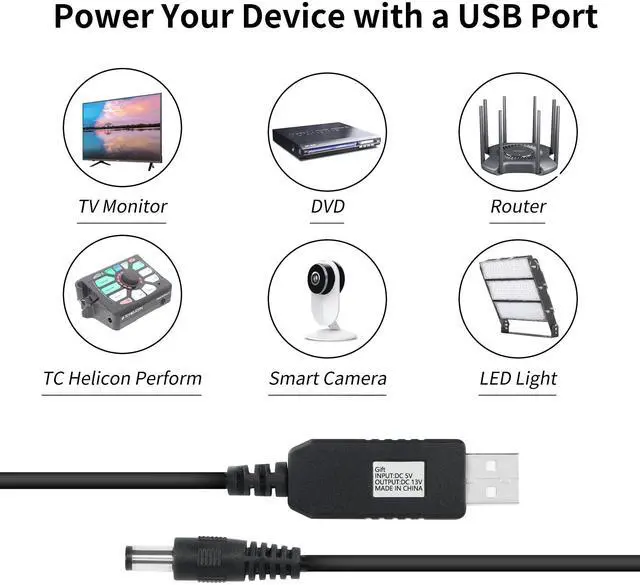 Alt view image 6 of 6 - Vszerda DC 5V to DC 12V USB Voltage Step Up Converter Cable Power Supply USB Cable with DC Jack 5.5 x 2.1mm for Fan Led Light Router Speakers (5-12V)