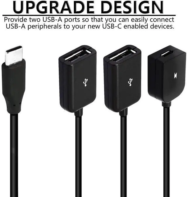 Alt view image 2 of 6 - Vszerda USB C to Dual USB Adapter USB Type-C Male to 2 USB Female OTG Splitter with Micro for Android Tablet Pc and Smart Phone and More