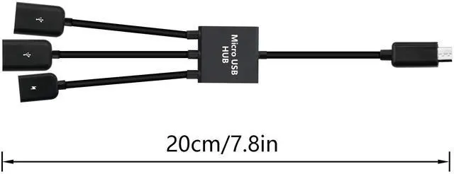 Alt view image 6 of 6 - Vszerda Micro USB to Dual USB Cable Micro USB Male to 2 USB Female OTG Splitter with Micro Female for Android Tablet Pc and Smart Phone and More