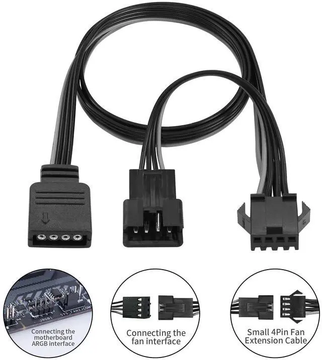 Alt view image 3 of 6 - Vszerda 4 Pin RGB LED Splitter Cable 1.6FT/50CM 12V RGB 4 Pin Cable PWM RGB 4 Pin Adapter for Cases with Multi Colors RGB Control