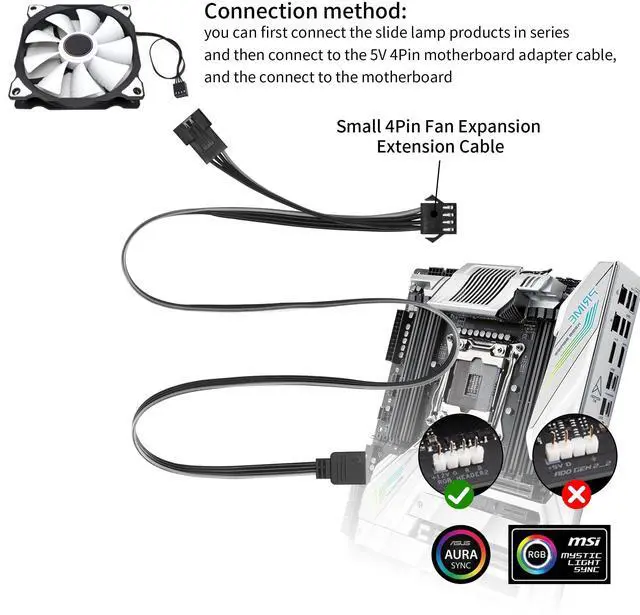 Alt view image 2 of 6 - Vszerda 4 Pin RGB LED Splitter Cable 1.6FT/50CM 12V RGB 4 Pin Cable PWM RGB 4 Pin Adapter for Cases with Multi Colors RGB Control