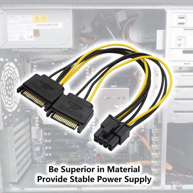 Alt view image 6 of 6 - Vszerda SATA Power Cable 2Pack 8 Pin to 15 pin SATA Power Connector Supply Adapter Cable for Computer Video Card Power
