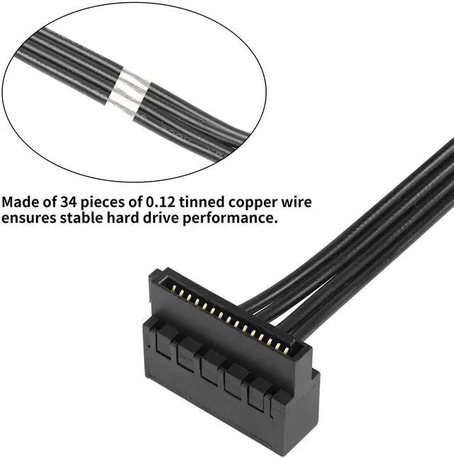 Alt view image 6 of 7 - Vszerda Motherboard ATX Mini 4 Pin to Right-Angle 15 Pin SATA Female Power Adapter Cable for Hard Drive HDD Blu-ray and CD Drives (40cm, 2Pack)