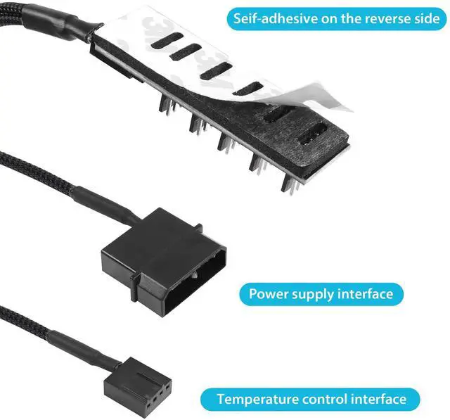 Alt view image 3 of 6 - Vszerda 4 Pin PWM Fan Hub Spliiter, Sleeved 1 to 5 Way PWM PC CPU Cooling Fan Splitter Cable for Computer PC Fan Cable