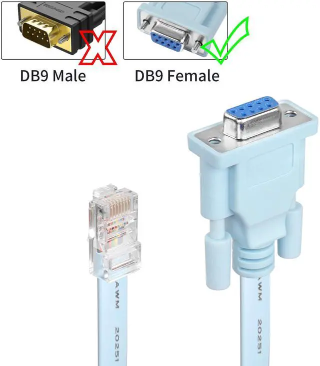 Alt view image 4 of 7 - Vszerda 3M/9.8FT DB9 to RJ45 Console Cable DB9 9 Pin Female Serial Port RS232 to RJ45 Converter Compatible with Cisco Router Switch(Blue)