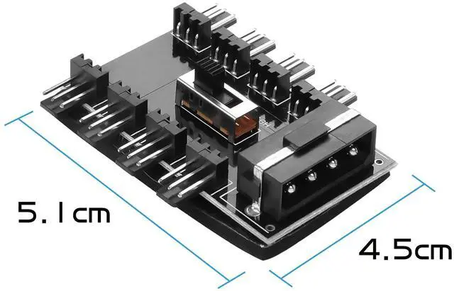 Alt view image 6 of 6 - Vszerda 3 Pin Chassis Fan Hub, 12V 1 to 8 Multi Way Computer Cooling Fan Splitter Controller Hub for PC Desktop Computer MotherboardIDE 4Pin