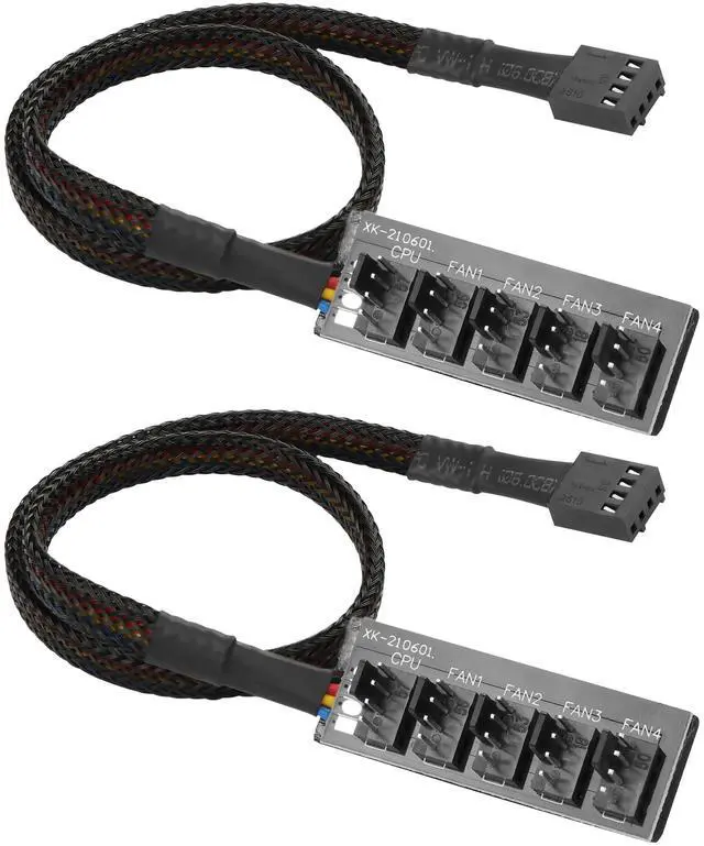 Main image of Vszerda PWM Fan Hub Splitter 2 Pack 1 to 5 Way 4Pin Computer CPU Case Fan Splitter Extension Cord for ATX Computer Case 4-Pin and 3-Pin Cooling Fans