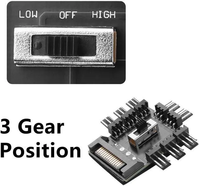 Alt view image 4 of 7 - Vszerda 3 Pin Chassis Fan Hub, 12V 1 to 8 Multi Way Computer Cooling Fan Splitter Controller Hub for PC Desktop Computer Motherboard(SATA)