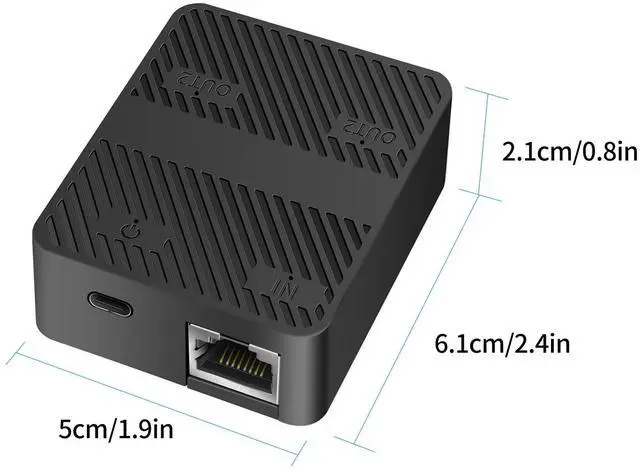 Alt view image 7 of 7 - Vszerda Ethernet Splitter 1 in 2 Out 100Mbps RJ45 Network Extender Adapter with USB C Power Cable, Network LAN Adapter for Cat5/5e/6/7/8 Cable (2 Devices Simultaneously Networking) (Black)