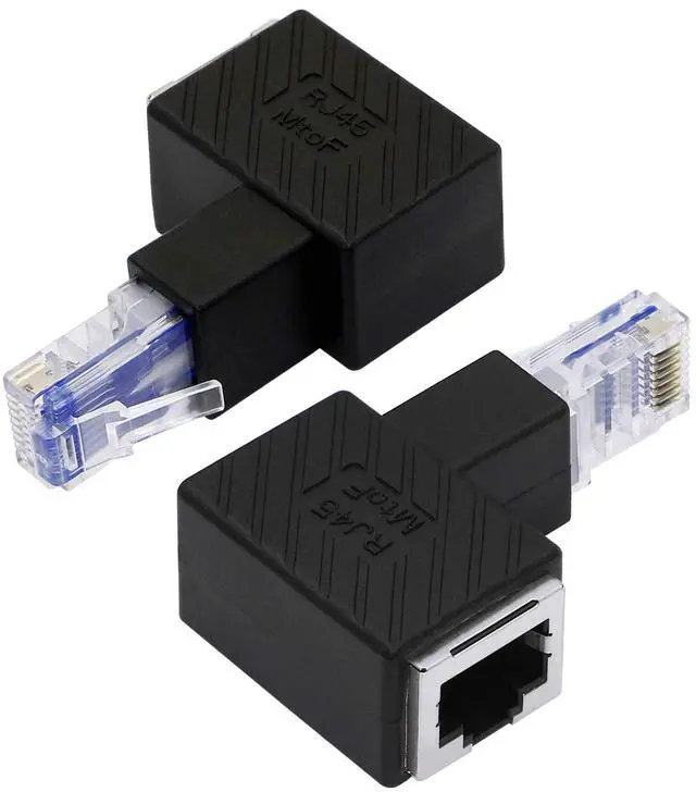 Main image of Vszerda Cat5e/Cat6 RJ45 Ethernet Adapter2Pack 90 Degree Ethernet RJ45 / 8P8C Male to Female Right Angle Adapter Support Cat6 / Cat5e / Cat5 Standard LAN CableDown