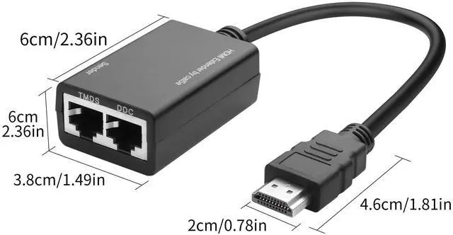 Alt view image 7 of 7 - Vszerda HDMI Extender Over HDMI to Cat5e/6 Network Balun Adapter Converter 100FT/30M Sender Signal Amplifier Repeater Transmitter Support Up to 1080P