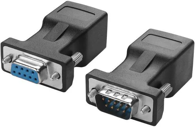 Main image of Vszerda RS232 DB9 to RJ45 Serial Adapter DB9 9-Pin Serial Connector Female/Male to RJ45 Female Cat5/6 Ethernet LAN Console (1 Pair