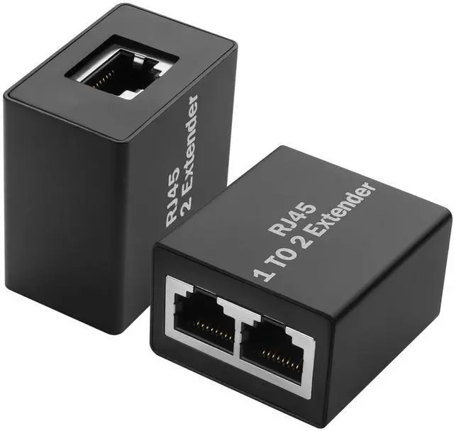 Main image of Vszerda 2 Pcs 1 to 2 Ethernet Splitter Adapter RJ45 Network Extender Splitter Female to Double Female LAN Socket Connector for Cat5e/Cat6/Cat8 (Please Use in Pairs)