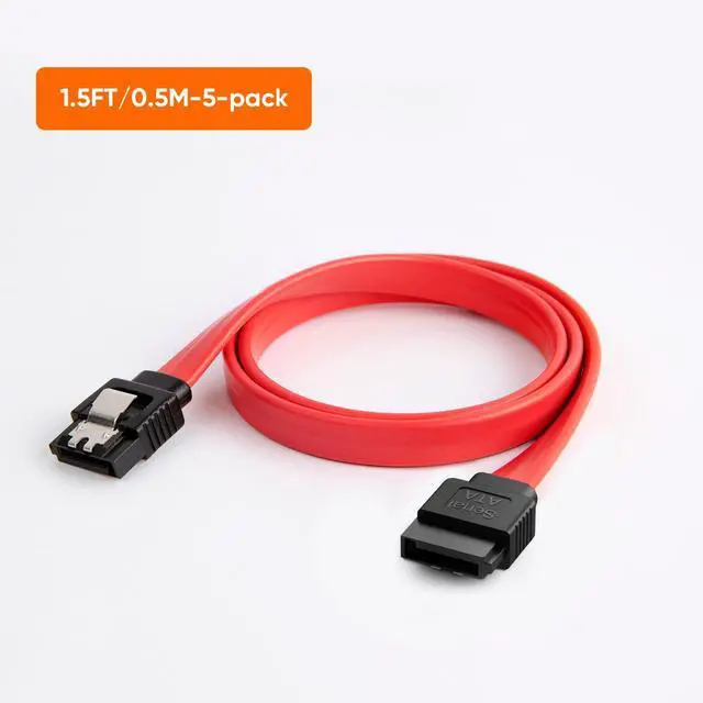 Alt view image 7 of 7 - Vszerda SATA III Cable, [5-Pack] 18-inch SATA III 6.0 Gbps 7pin Female to Female Data Cable with Locking Latch, Red