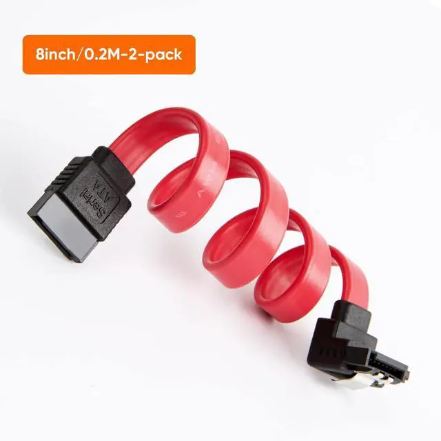 Alt view image 7 of 7 - Vszerda SATA III Cable, [2-Pack] 8-Inch/0.6FT SATA III 6.0 Gbps 7pin Female to Downward Right Angle Female Data Cable with Locking Latch, Support for 2.5'' SSD,3.5''HDD Drive, Red