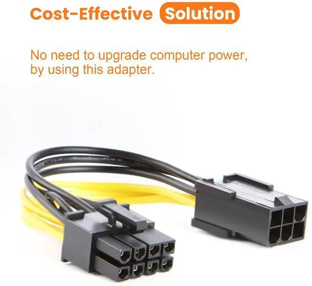 Alt view image 2 of 7 - Vszerda 6-Pin to 8-Pin PCIe Express Power Adapter Cable - 2-Pack, 4 Inches / 10CM