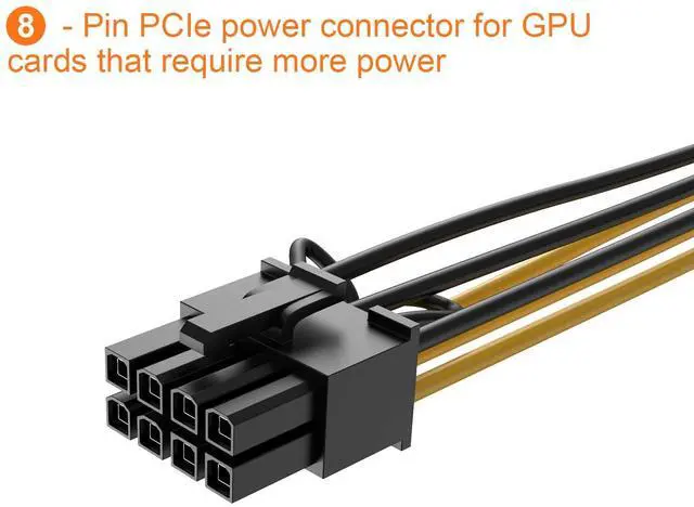 Alt view image 4 of 7 - Vszerda 6-Pin to 8-Pin PCIe Express Power Adapter Cable - 2-Pack, 4 Inches / 10CM