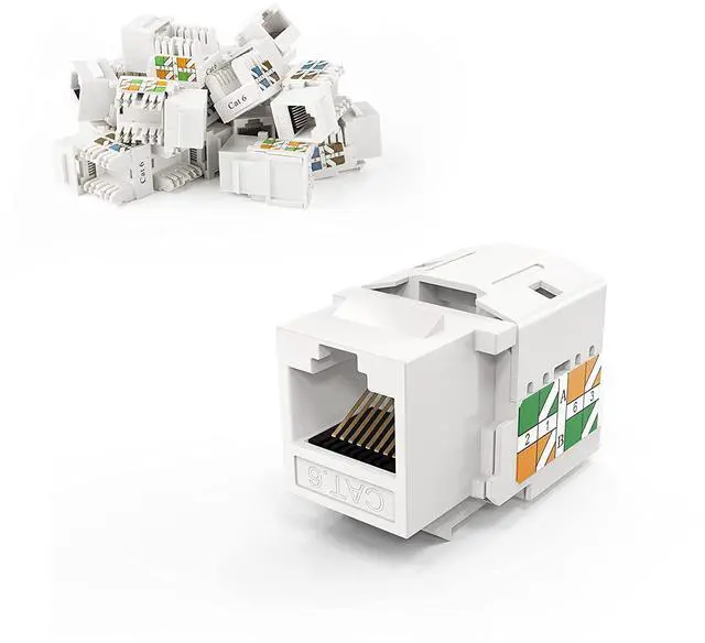 Main image of Vszerda Cat6 Keystone Jack RJ45 Keystone Jack, 60-Pack Keystone Cat6 Modular Female Connectors, White