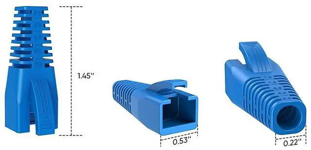 Alt view image 5 of 6 - Vszerda RJ45 Ethernet Network Cable Strain Relief Boot 100-Pack Fits CAT5 CAT5E CAT6 CAT6A, RJ45 Color Coded Cable Connector Plug Cover for Various Diameter LAN Cable, Blue