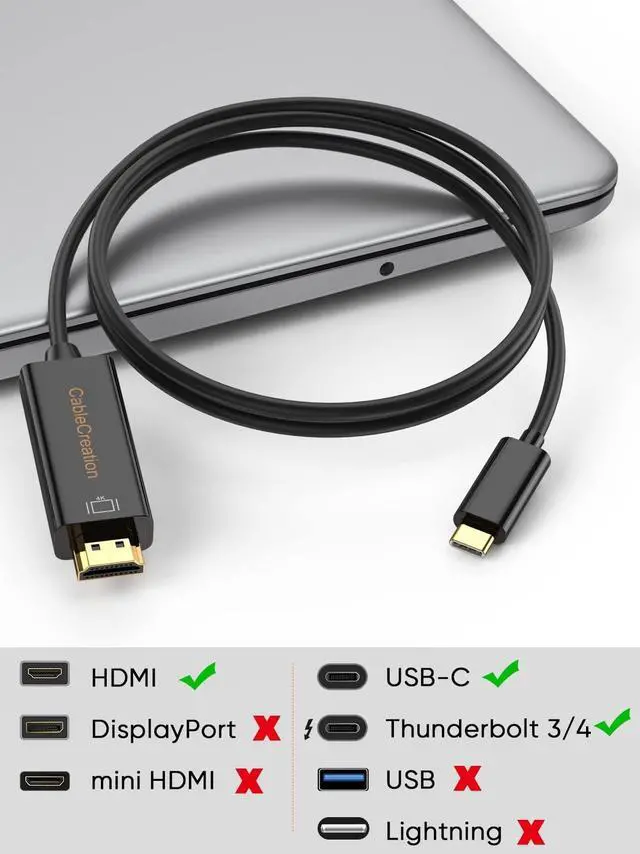 Alt view image 2 of 7 - USB C to HDMI Cable 6FT Male to Male, Thunderbolt 3/4 Compatible for Home Office, 4K High Speed for Galaxy S24/S24 Ultra/S24+/MacBook Pro/Air/M1,iPad Pro and More - Black