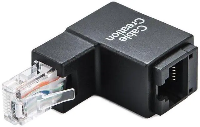 Alt view image 2 of 7 - Right-Angle Ethernet Adapter - Cat5e/Cat6 RJ45 90° & 270° Up/Down Angled Connector (Female to Male) for Space-Saving Network Setups