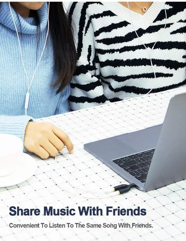 Alt view image 3 of 7 - Headphone Splitter Adapter, 3.5mm Male to 2 Port 3.5mm Female Y Jack Splitter Adaptor Compatible with Headset, Earphone, iPhone, iPad, iPod,Tablets, MP3 Players&More, Black